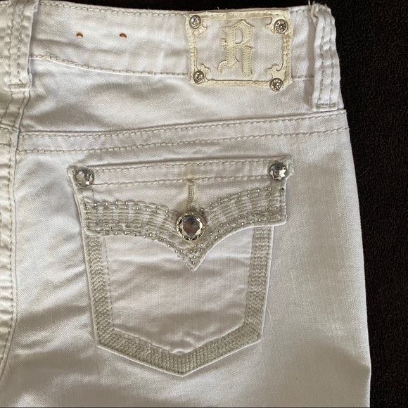 White Denim Distressed Shorts - Picture 2 of 6